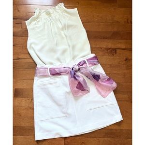 THEORY pocket front white skirt BONUS silk scarf!